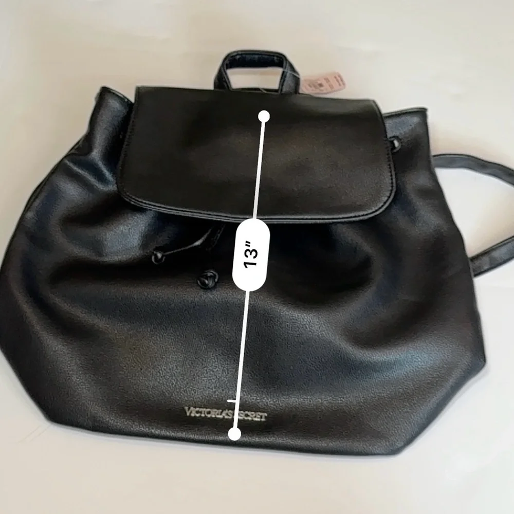 VS Black Faux Leather Backpack Carryall NWT